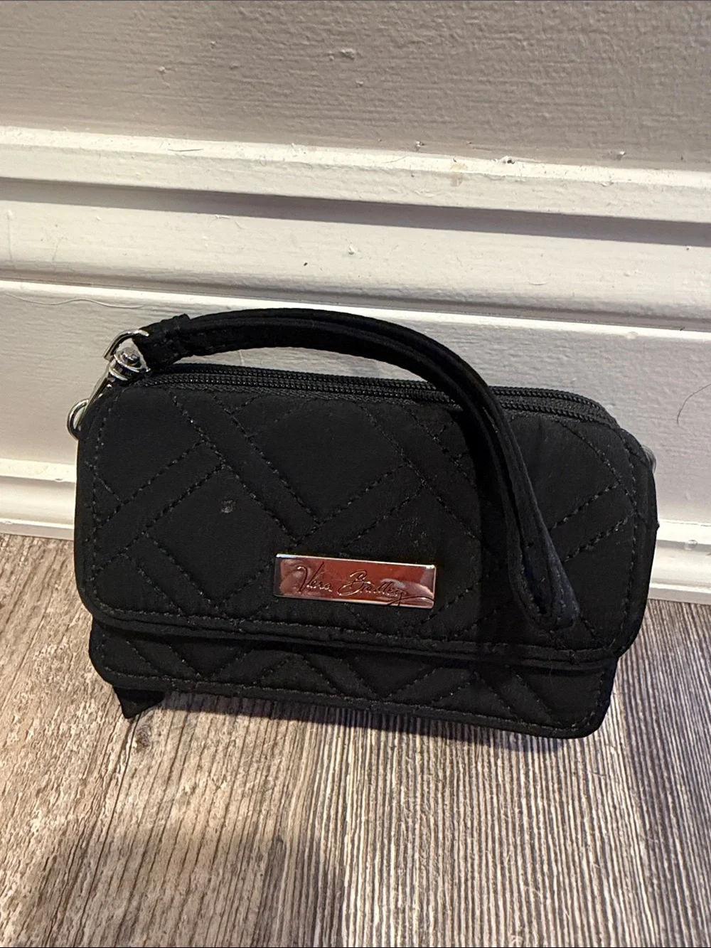Vera Bradley Black  Quilted Wristlet Wallet - Women's Bag 6x31/2 inches